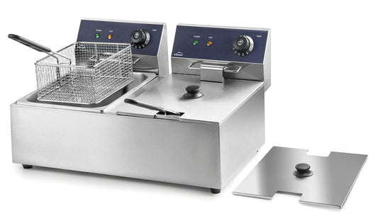 **Lacor 69466 Freidora Eléctrica Doble Profesional | 2 x 6 L (12 L) | 2 x 2500 W | Acero Inoxidable | Alta Potencia y Capacidad para Uso Intensivo**